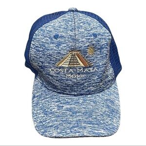 SnapBack mesh Costa Maya MX Space-Dyed blue white cap/hat summer travel cool.